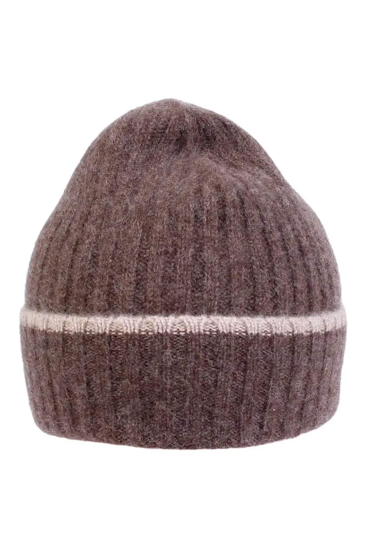 Pure Cashmere Rib Knit Beanie with Contrast Edge (Choice of Colors) by Wigens