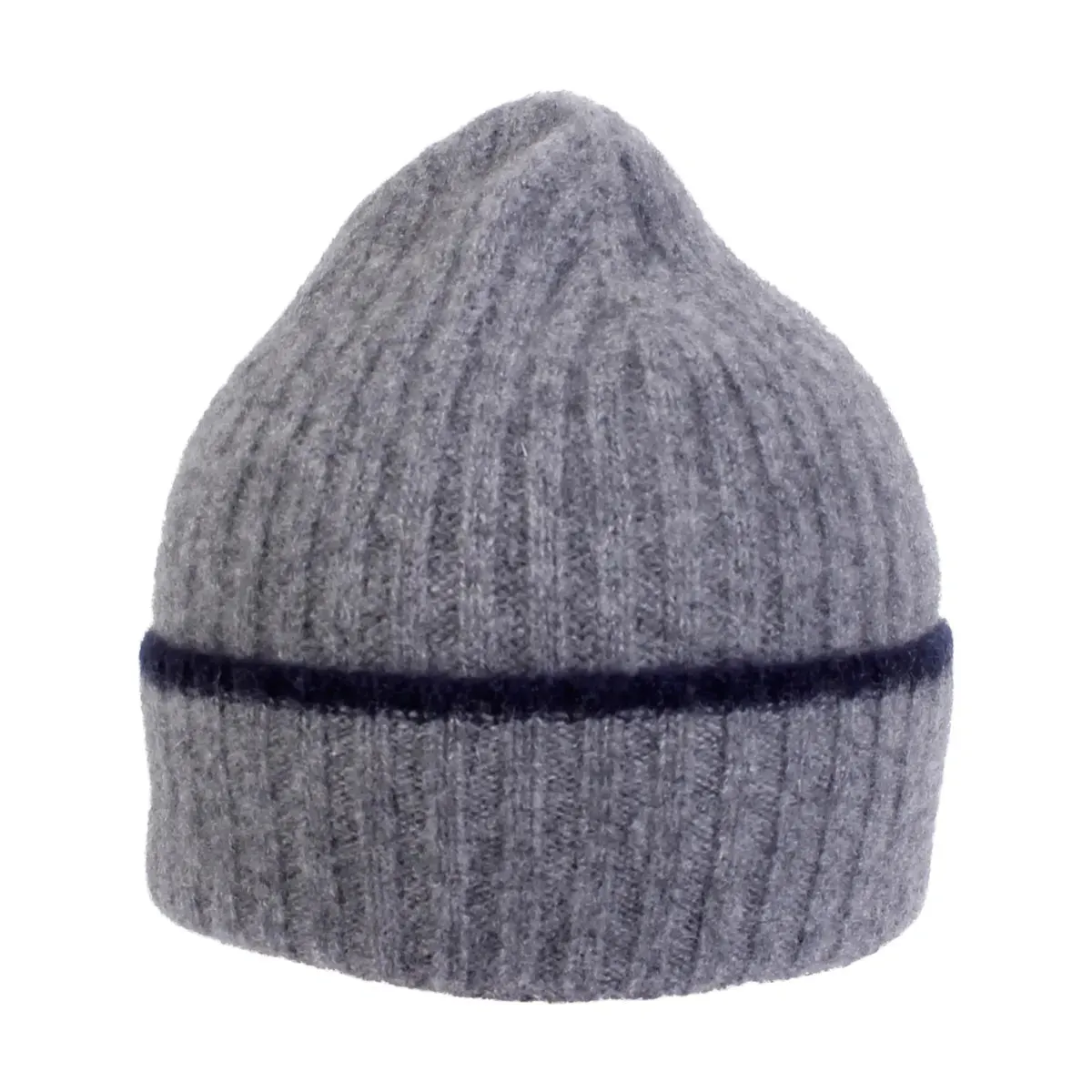 Pure Cashmere Rib Knit Beanie with Contrast Edge (Choice of Colors) by Wigens