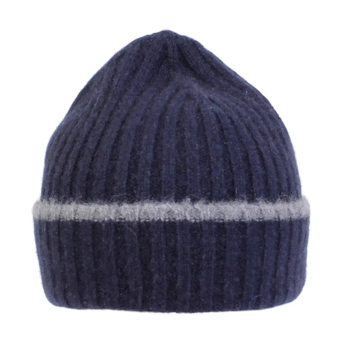 Pure Cashmere Rib Knit Beanie with Contrast Edge (Choice of Colors) by Wigens
