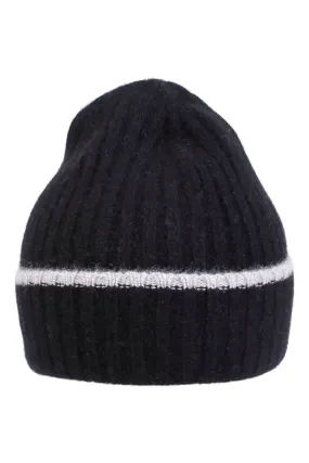 Pure Cashmere Rib Knit Beanie with Contrast Edge (Choice of Colors) by Wigens
