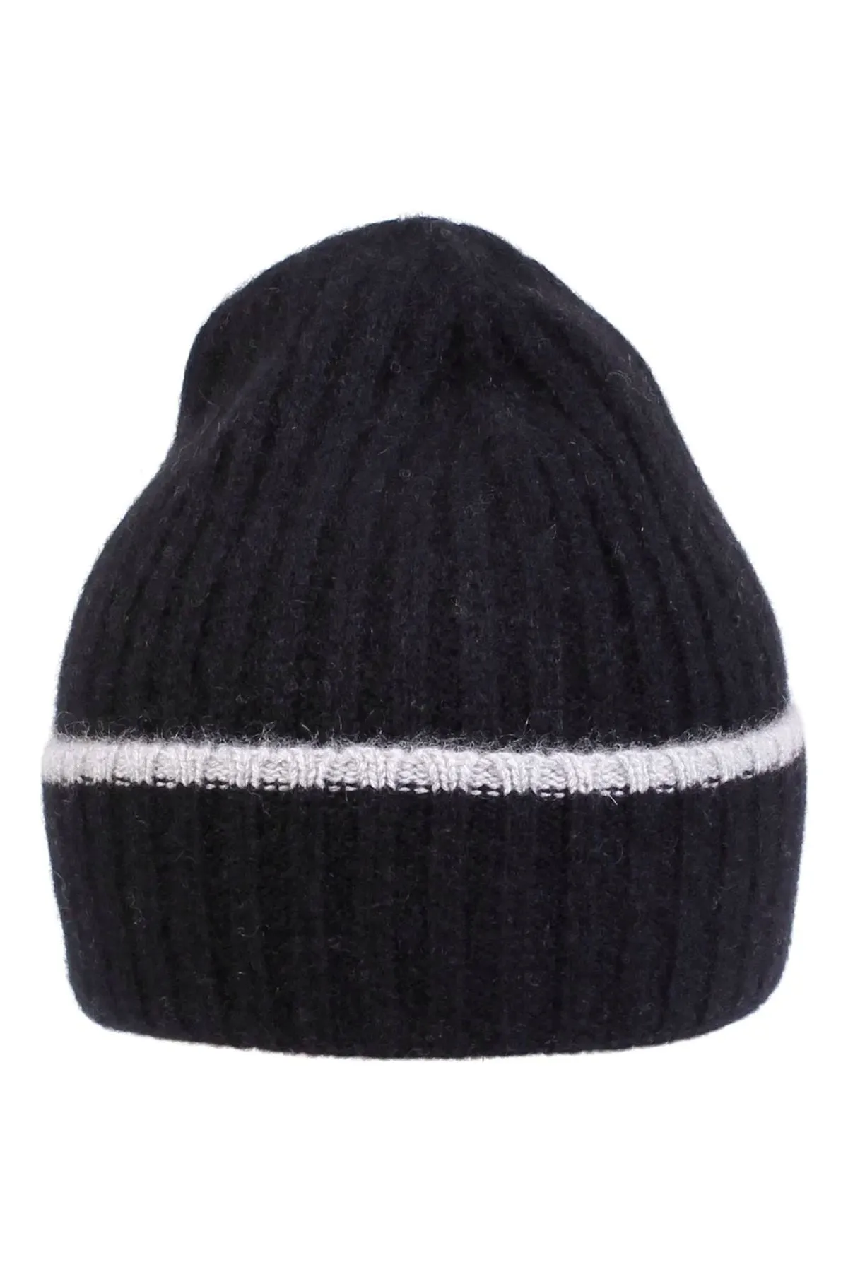 Pure Cashmere Rib Knit Beanie with Contrast Edge (Choice of Colors) by Wigens