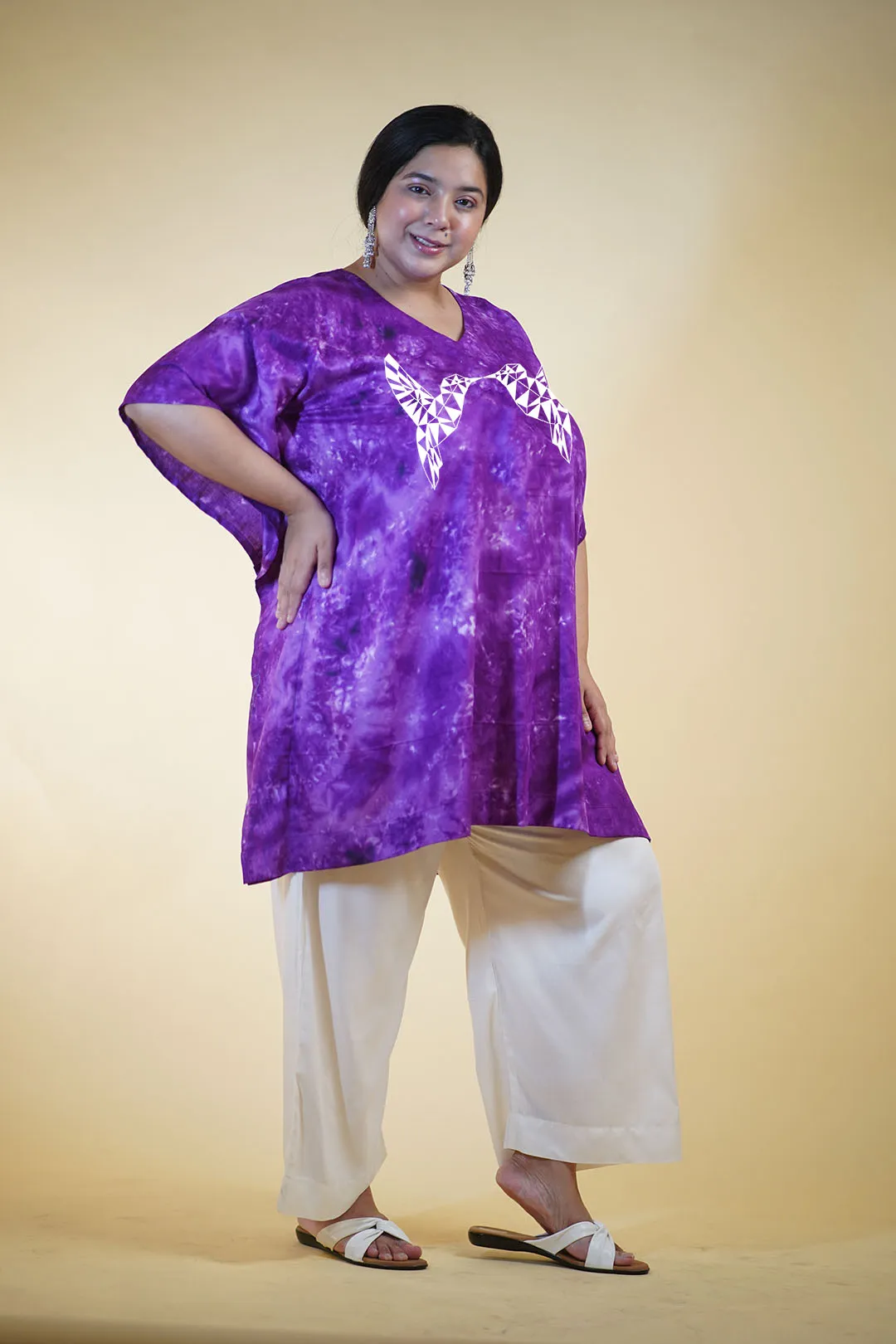 Purple Rayon TieDyeKurta - Cygnets