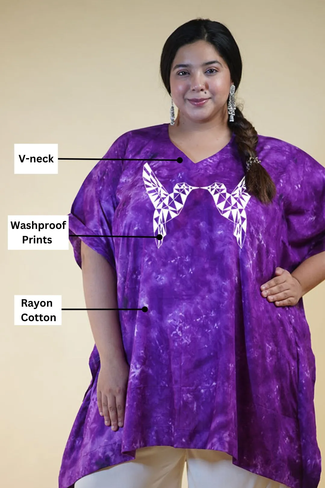 Purple Rayon TieDyeKurta - Cygnets