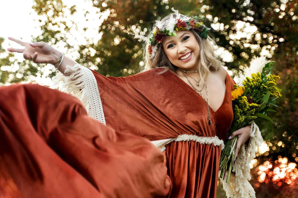 "Delores" - Beautiful velvet boho inspired gown - (TEEN-ADULT)