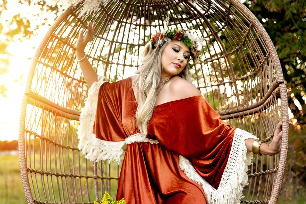 "Delores" - Beautiful velvet boho inspired gown - (TEEN-ADULT)