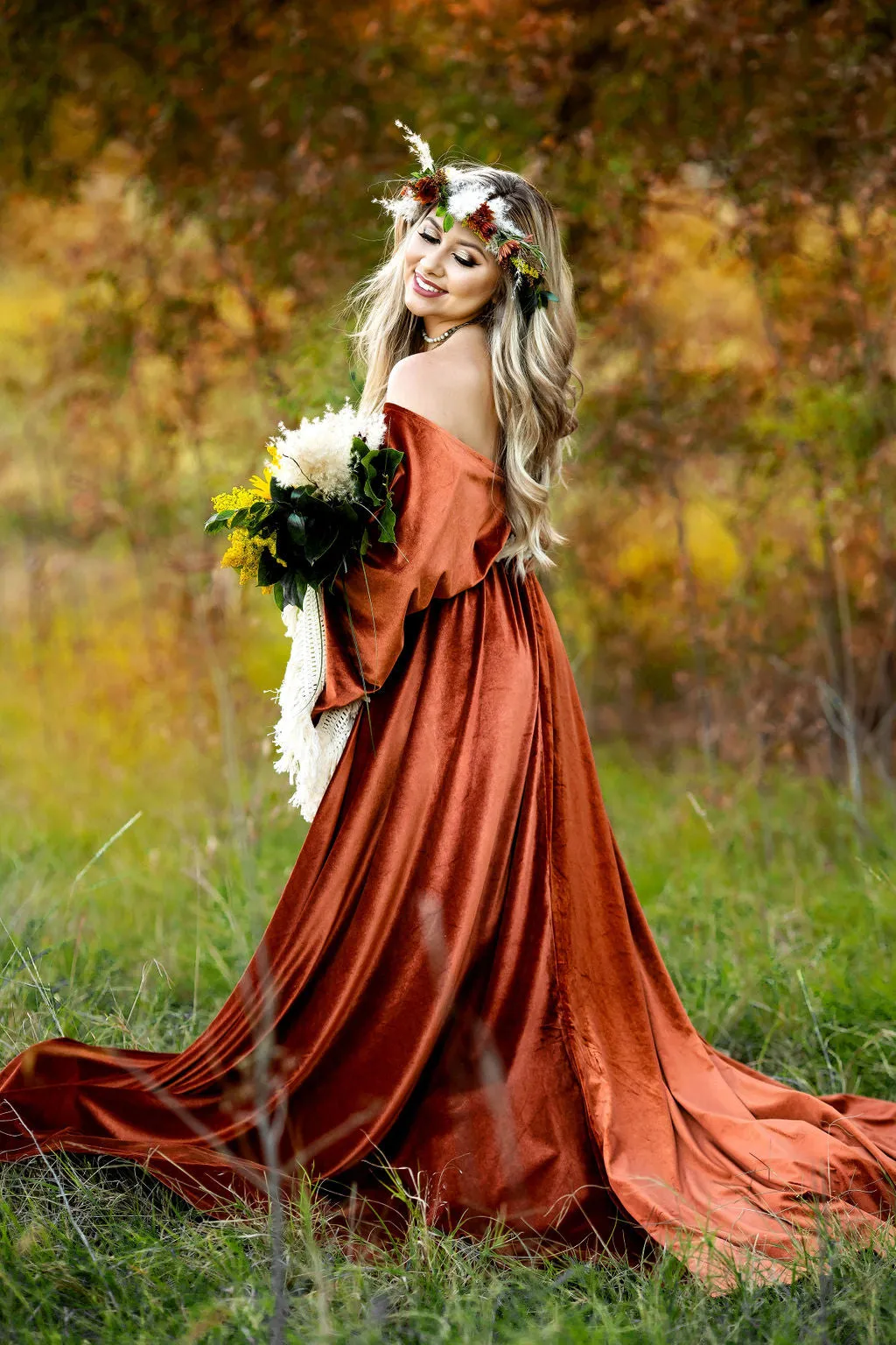 "Delores" - Beautiful velvet boho inspired gown - (TEEN-ADULT)