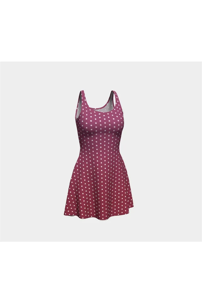 Raspberry Polka Dot Flare Dress