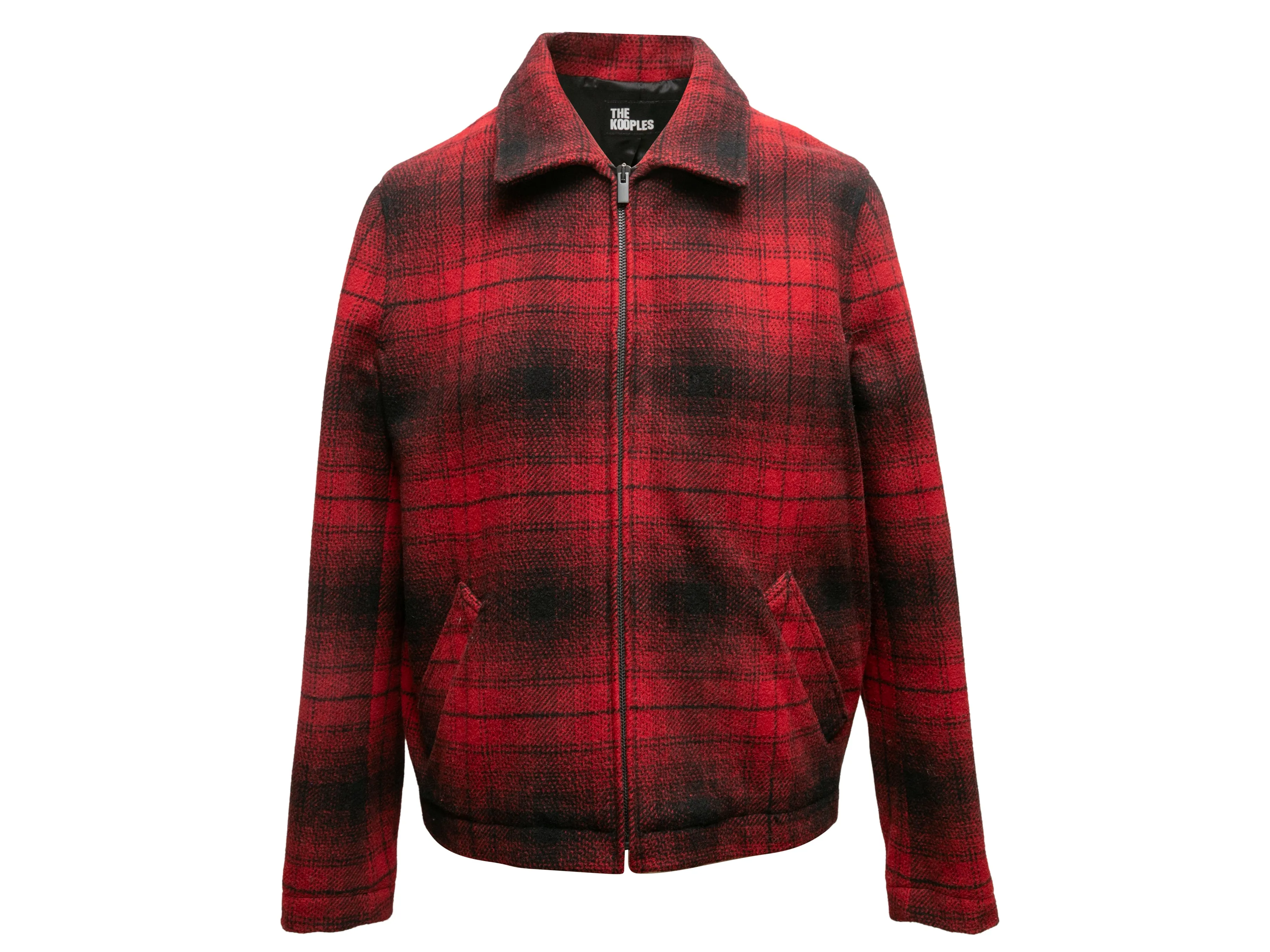 Red & Black The Kooples Wool Plaid Jacket Size US M