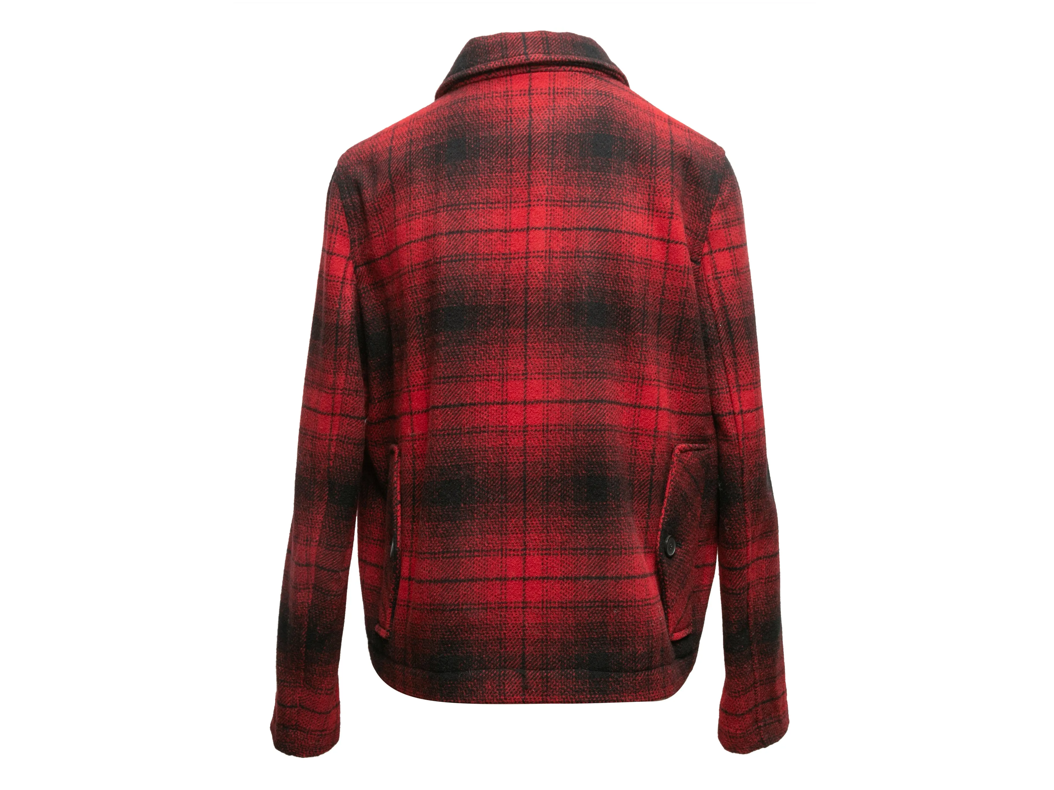 Red & Black The Kooples Wool Plaid Jacket Size US M