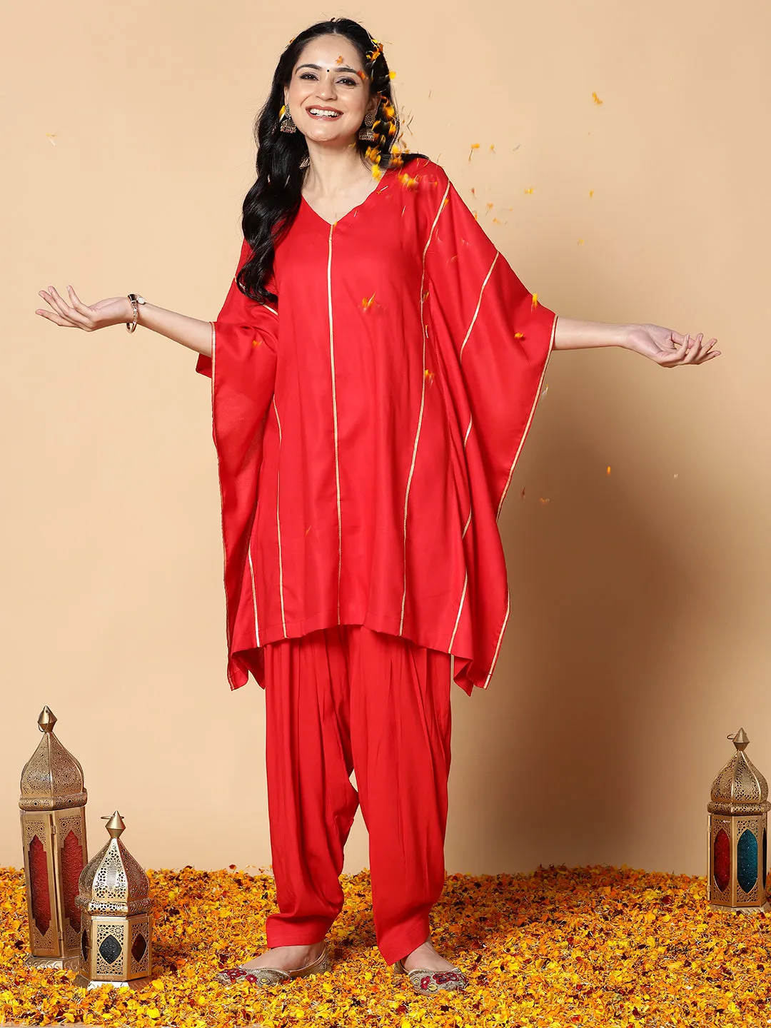 Red Festive Kaftan Kurta - Rojo