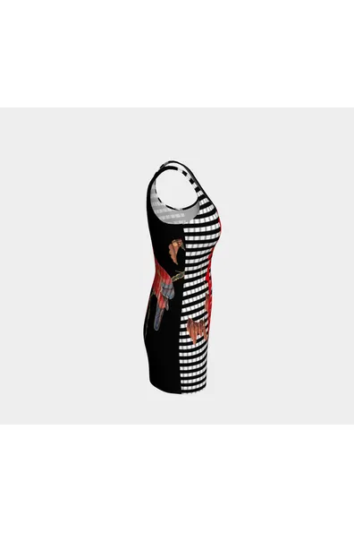Red Parrot on the Branch of a Tree Bodycon Dress