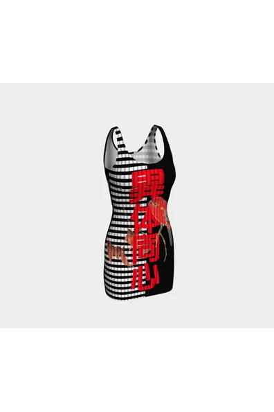 Red Parrot on the Branch of a Tree Bodycon Dress