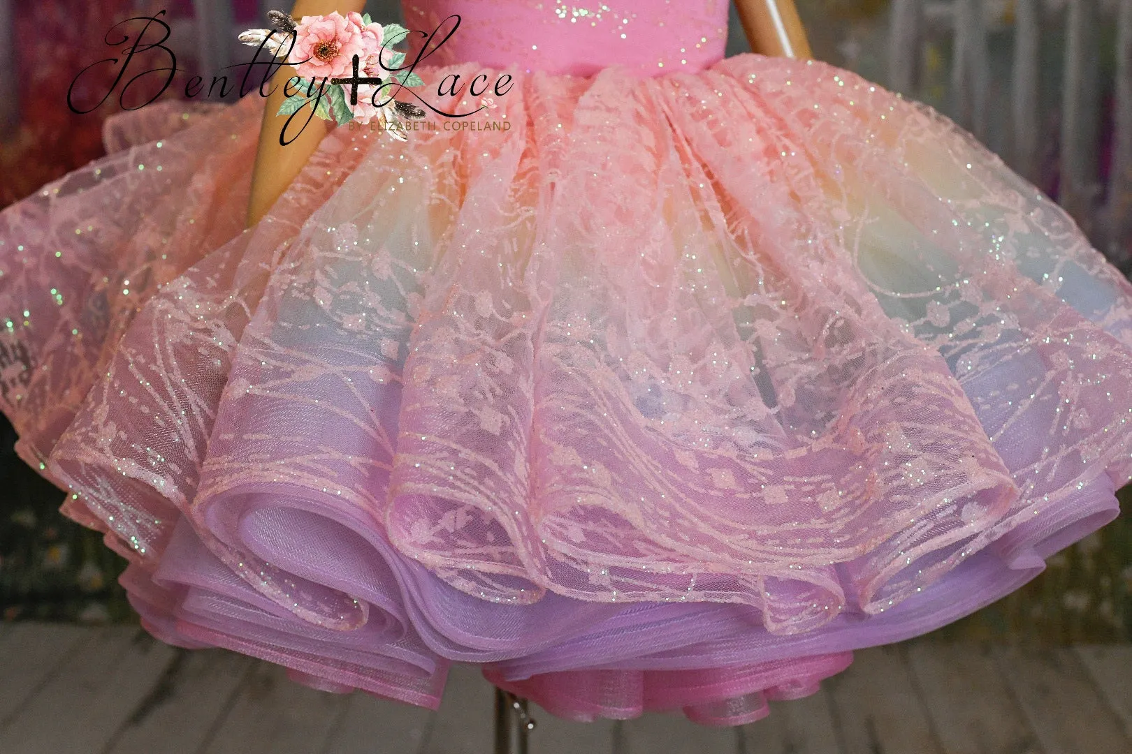 Retired rental euc "Pink Daydream" -  Petal Short Length Dress ( 6 Year - Petite 7 Year)