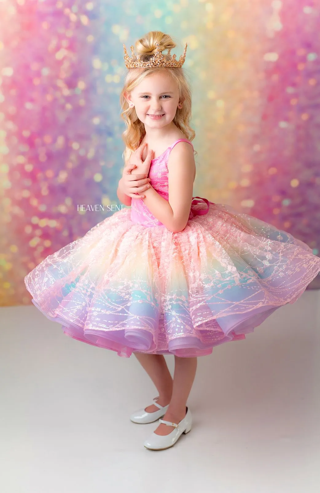 Retired rental euc "Pink Daydream" -  Petal Short Length Dress ( 6 Year - Petite 7 Year)