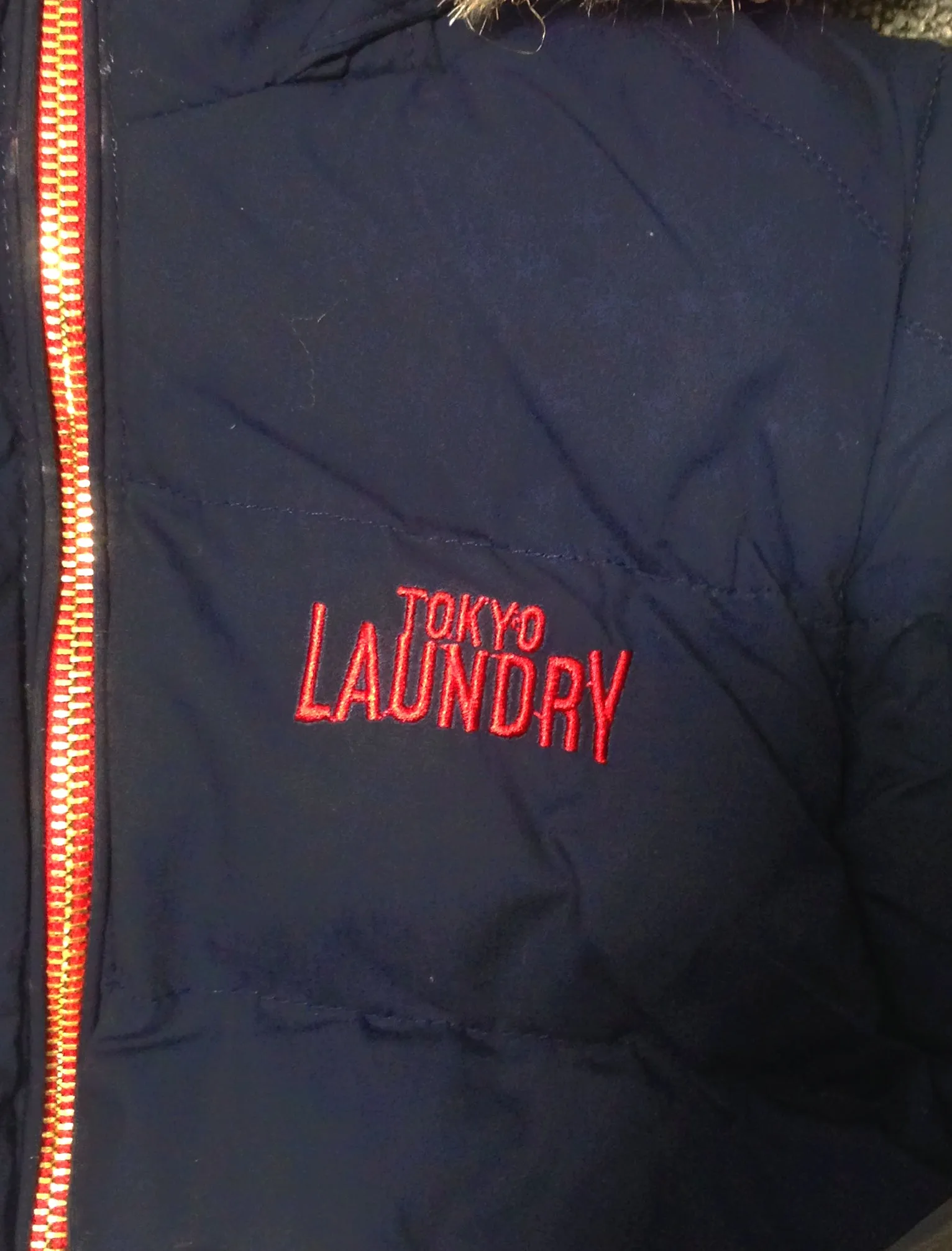 Roxi Fur Trim Hood Padded Gilet in Midnight Blue - Tokyo Laundry