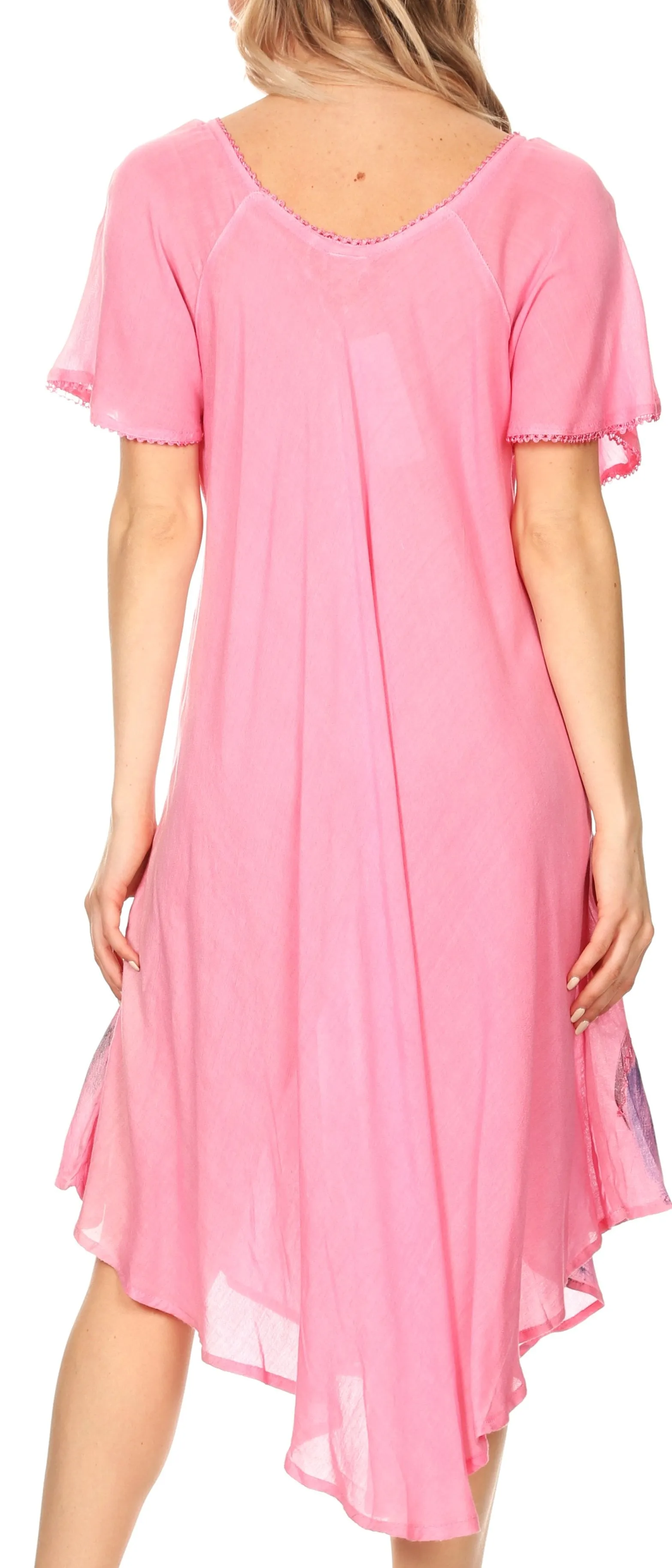 Sakkas Lida Womens Everyday Summer Relaxed Dress with Short Sleeves & Block Print