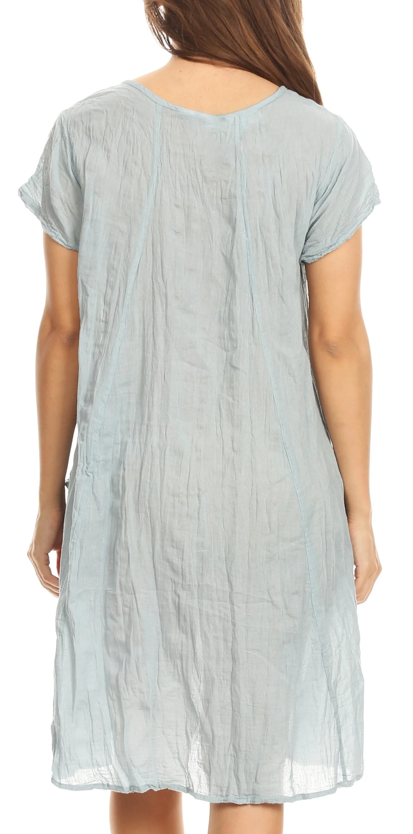 Sakkas Marty Women's Relax fit Everyday Summer Short Dress Caftan Lightweight