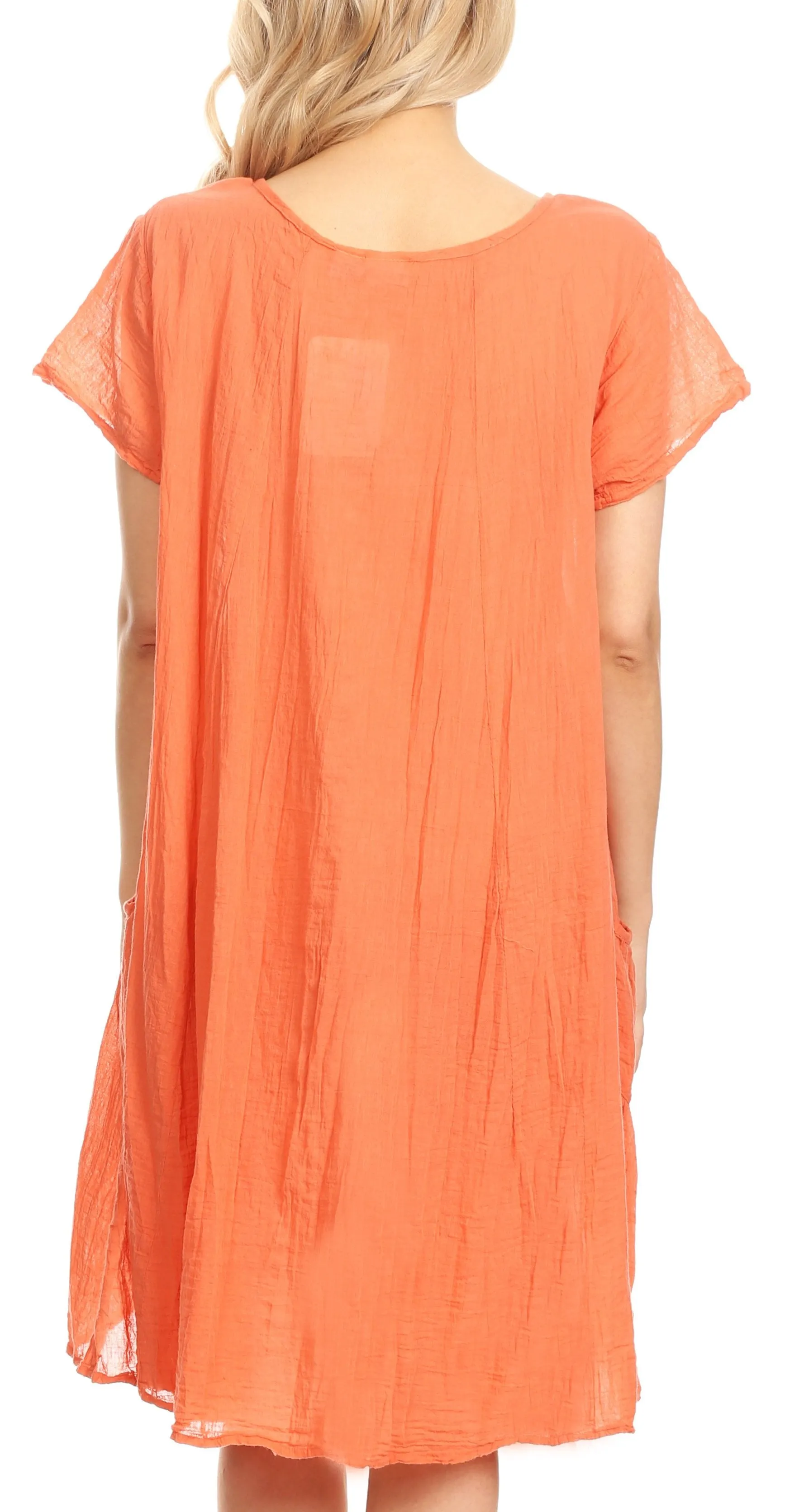 Sakkas Marty Women's Relax fit Everyday Summer Short Dress Caftan Lightweight