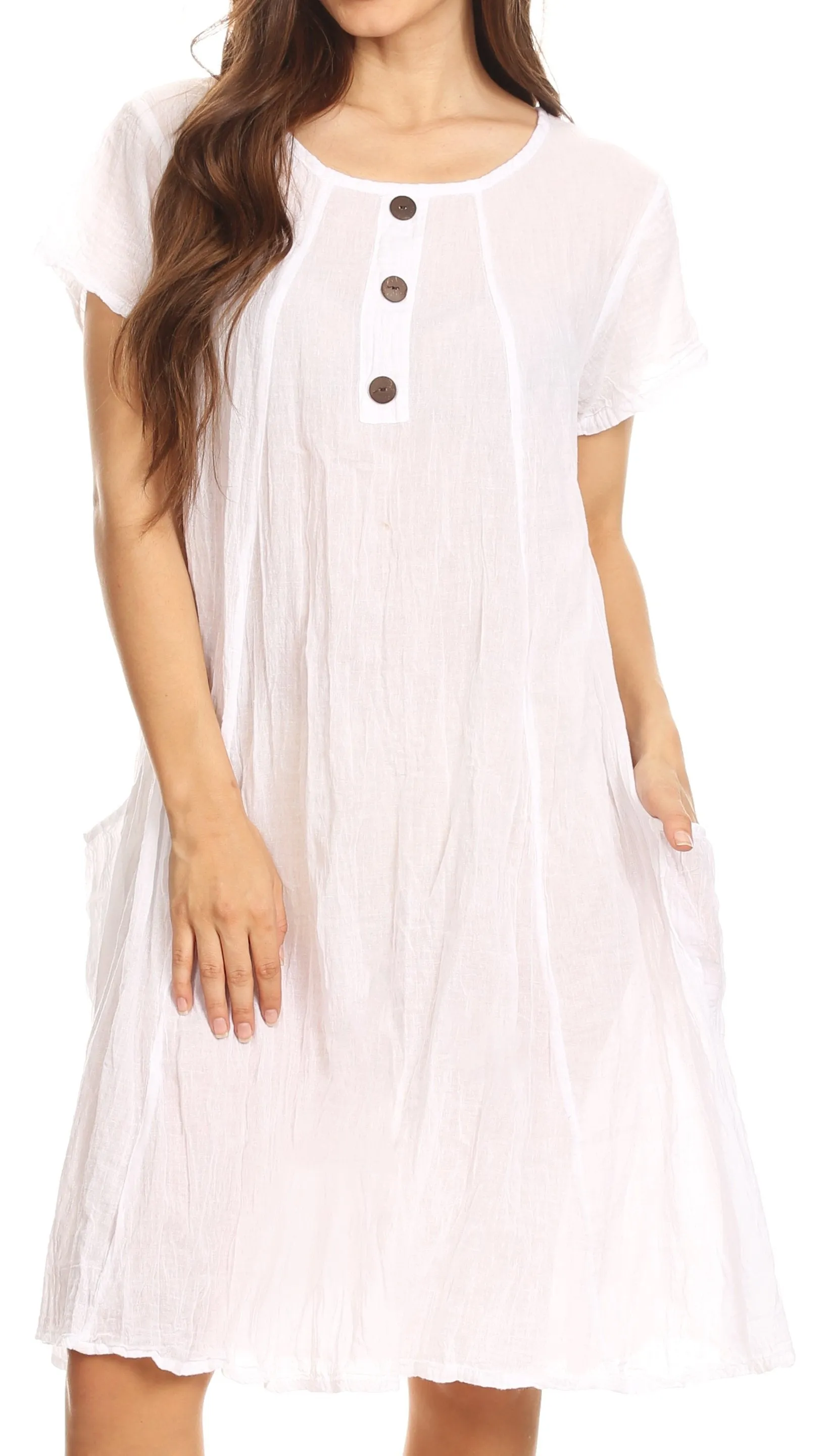 Sakkas Marty Women's Relax fit Everyday Summer Short Dress Caftan Lightweight