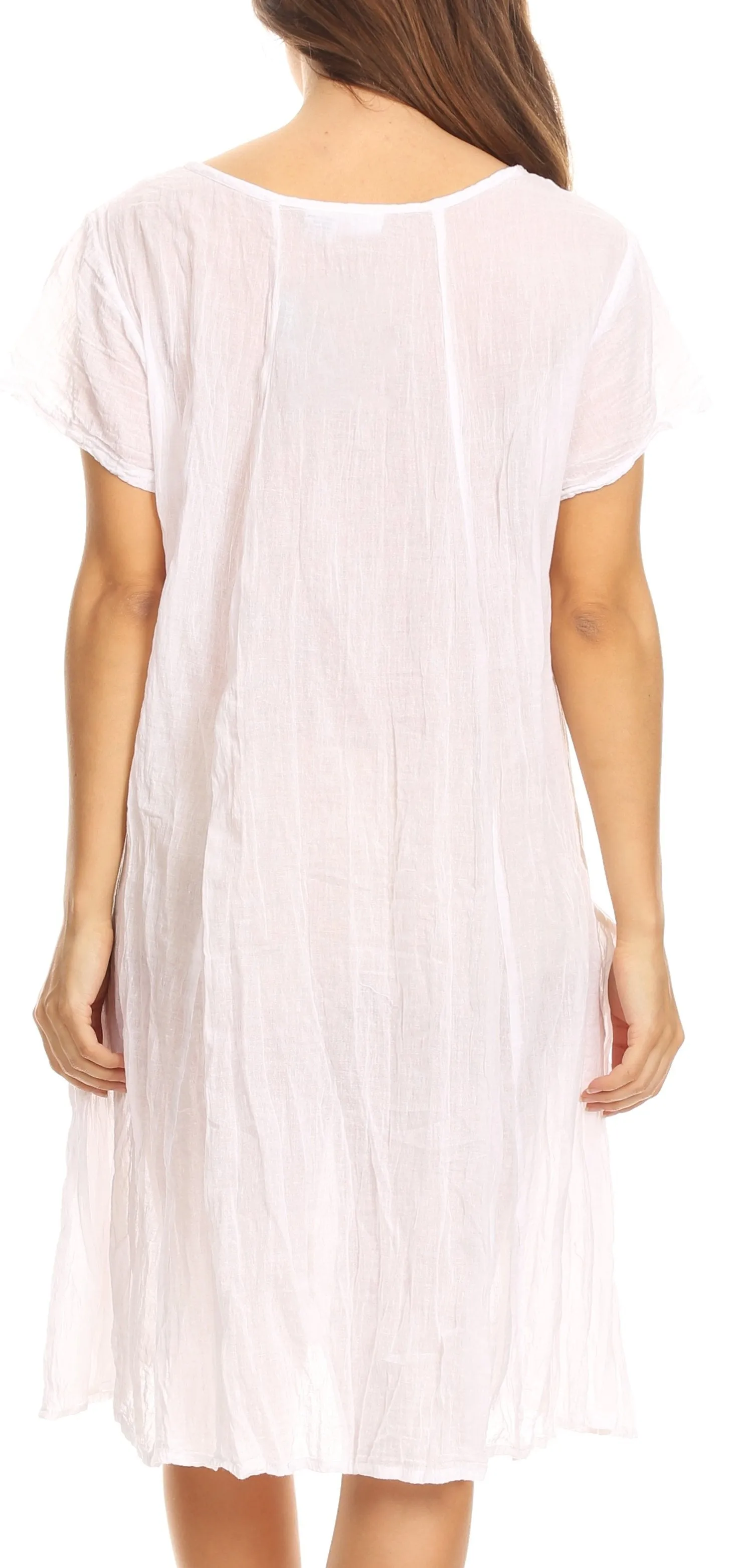 Sakkas Marty Women's Relax fit Everyday Summer Short Dress Caftan Lightweight