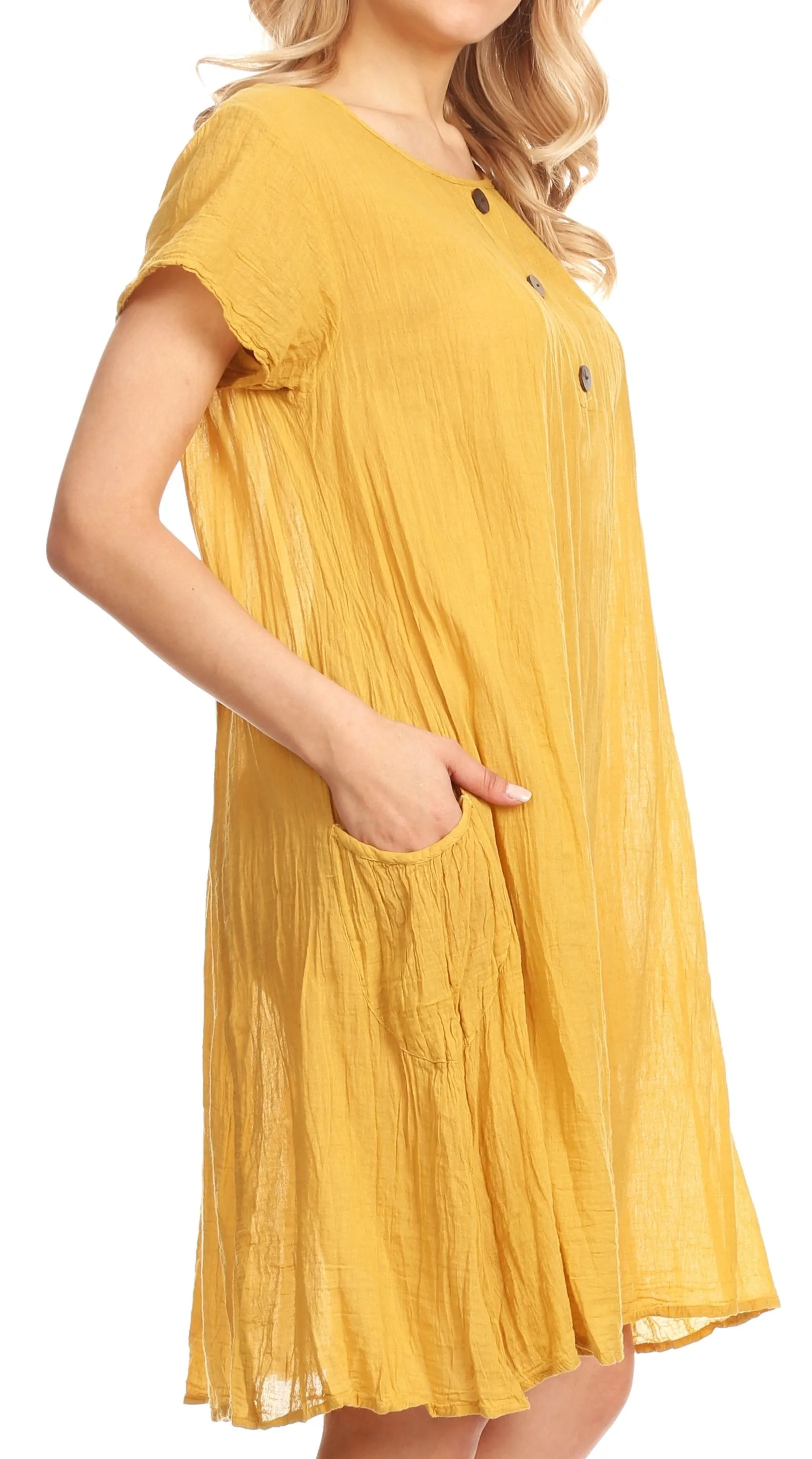 Sakkas Marty Women's Relax fit Everyday Summer Short Dress Caftan Lightweight