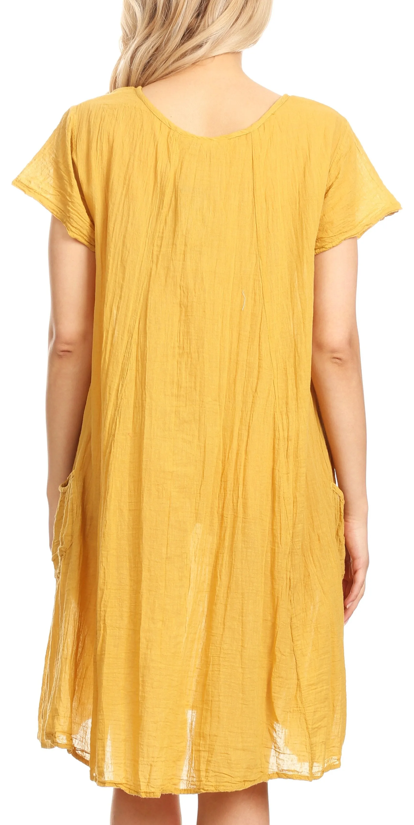 Sakkas Marty Women's Relax fit Everyday Summer Short Dress Caftan Lightweight