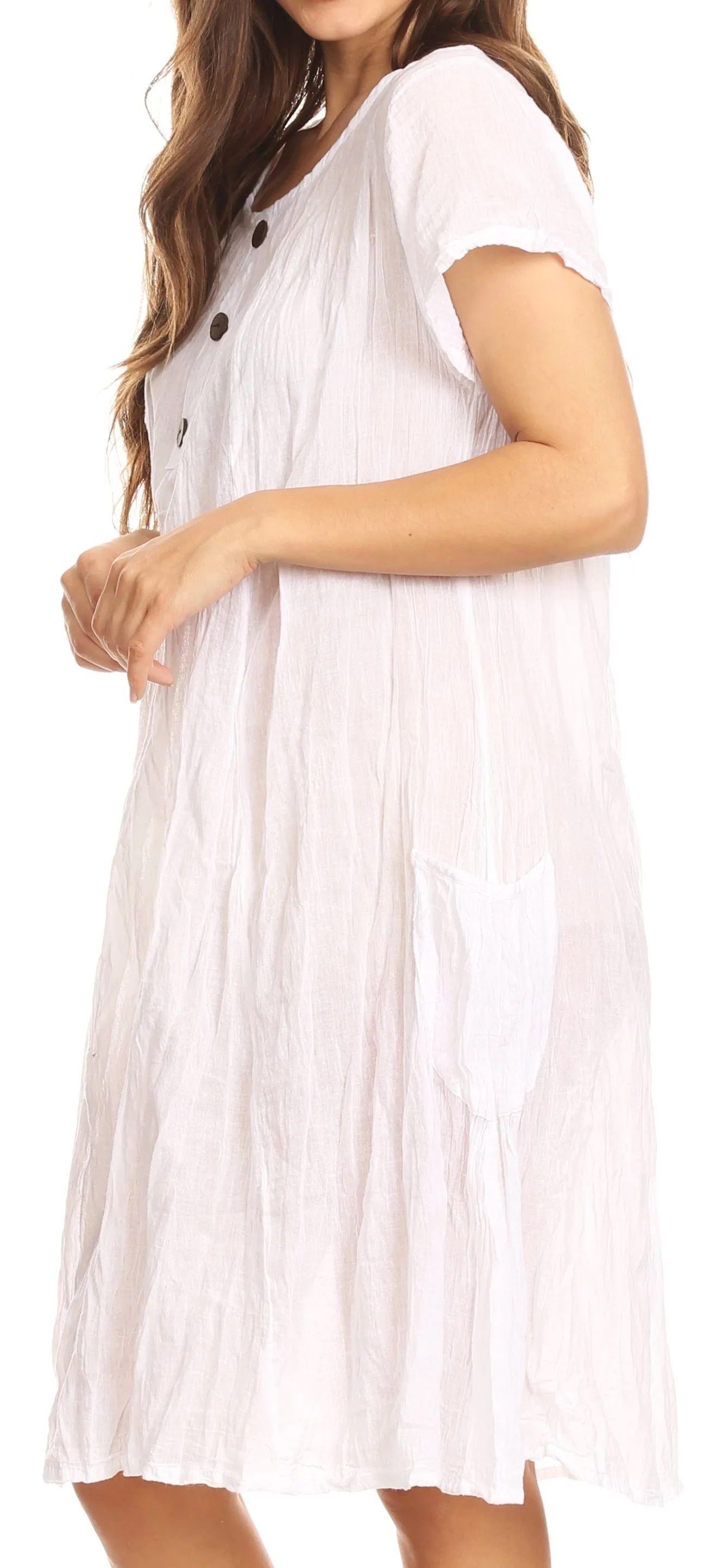 Sakkas Marty Women's Relax fit Everyday Summer Short Dress Caftan Lightweight