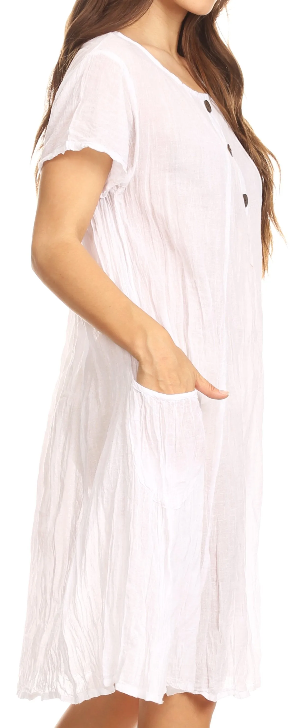Sakkas Marty Women's Relax fit Everyday Summer Short Dress Caftan Lightweight