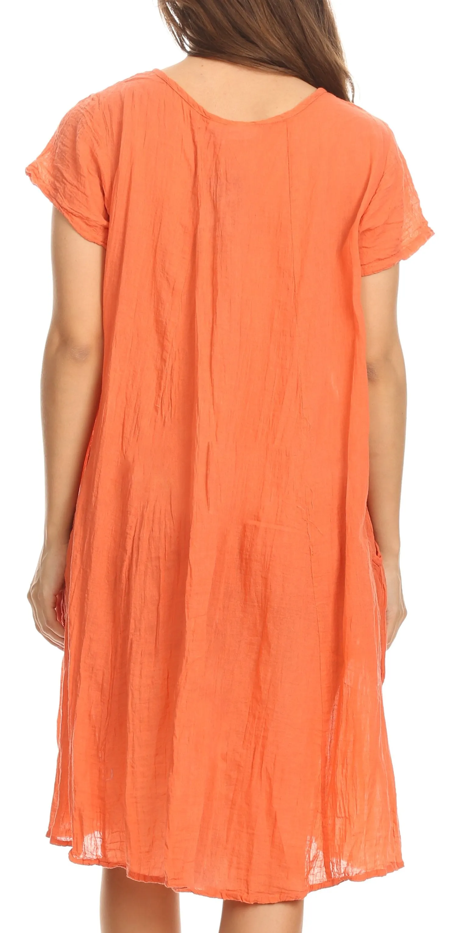 Sakkas Marty Women's Relax fit Everyday Summer Short Dress Caftan Lightweight