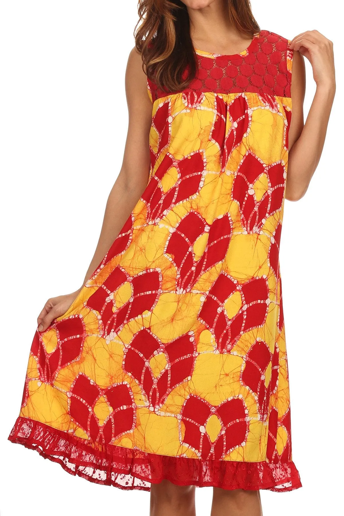 Sakkas Mindy Two Tone Sleeveless Mid Length Dress