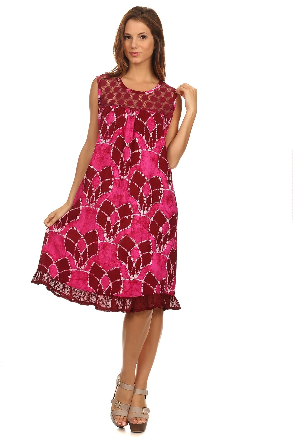 Sakkas Mindy Two Tone Sleeveless Mid Length Dress