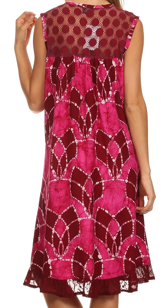 Sakkas Mindy Two Tone Sleeveless Mid Length Dress