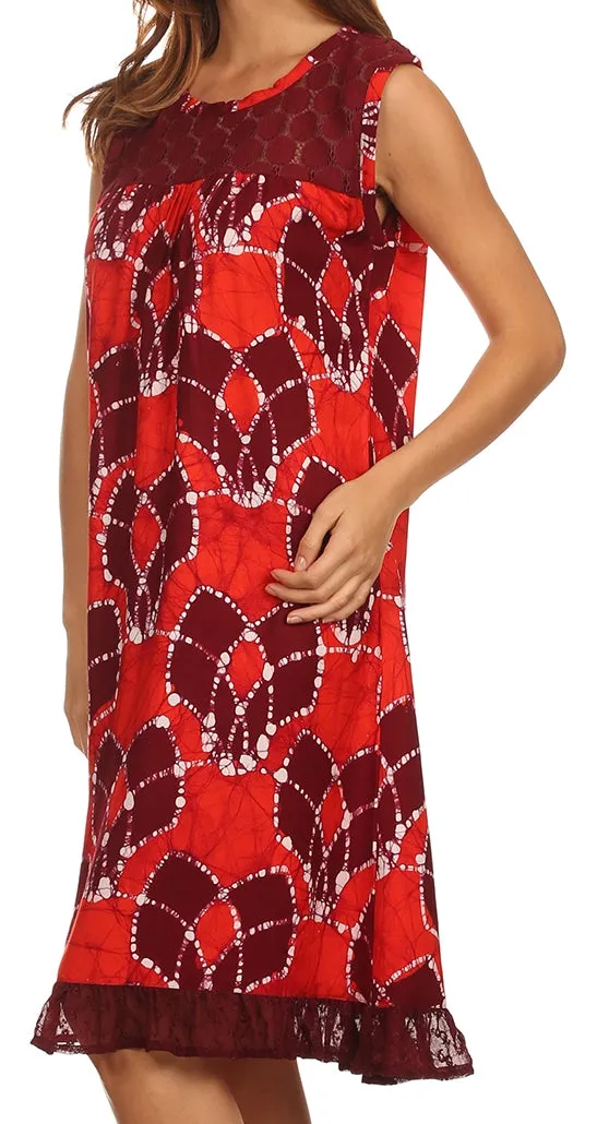 Sakkas Mindy Two Tone Sleeveless Mid Length Dress