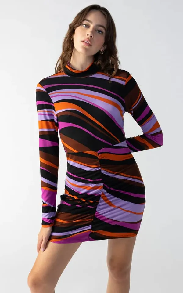 Sanctuary - Shirred Bodycon Abstract Dress