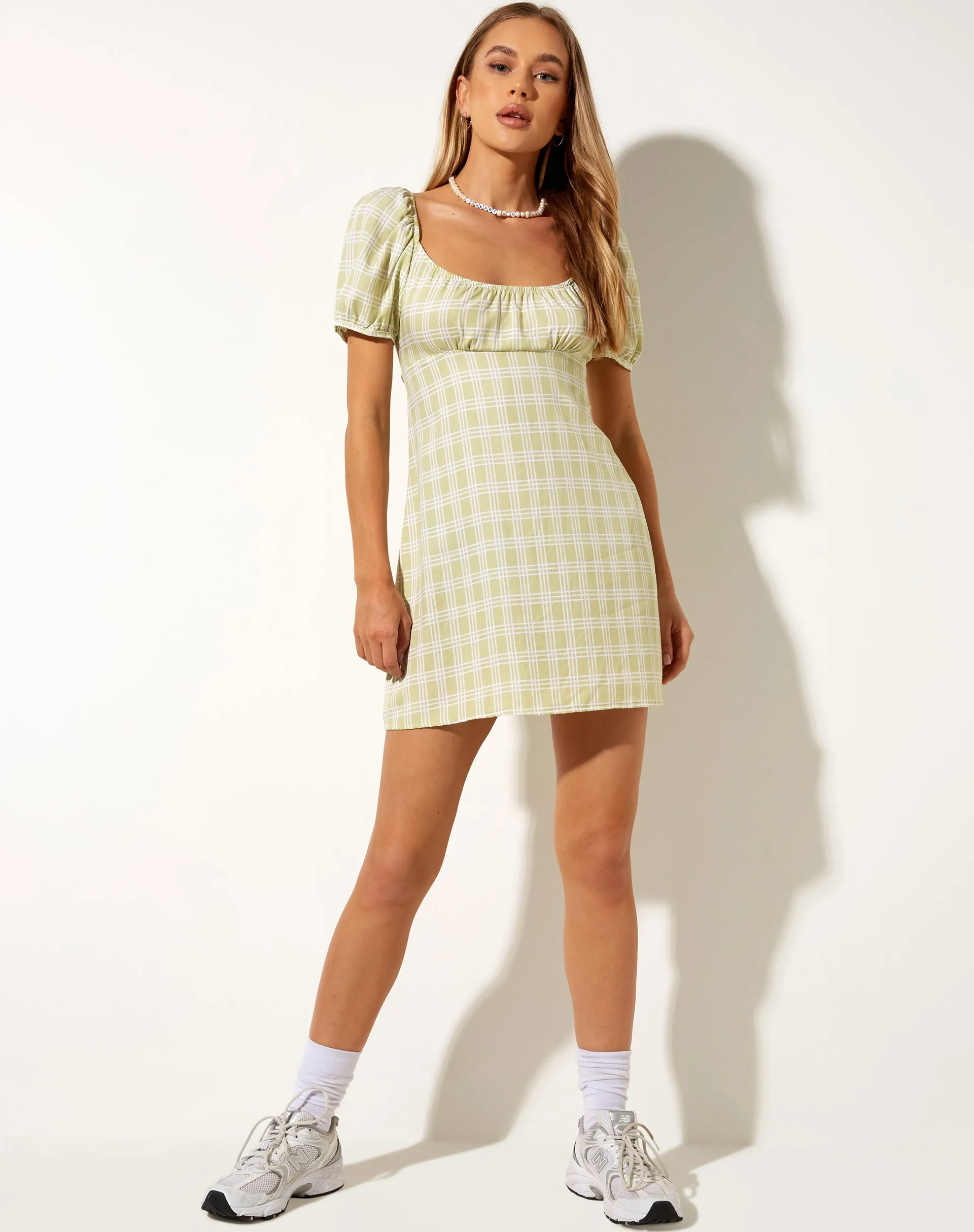 Sasi Mini Dress in Sage Check