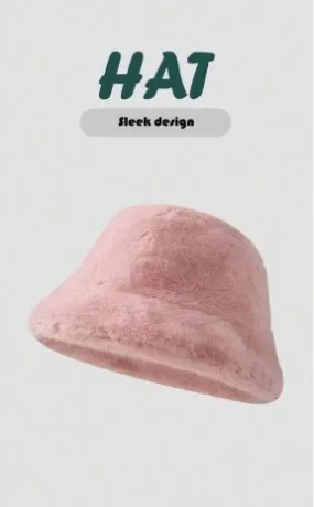 Shein 1pc Solid Color Cute Polyester Knit Bucket Hat  