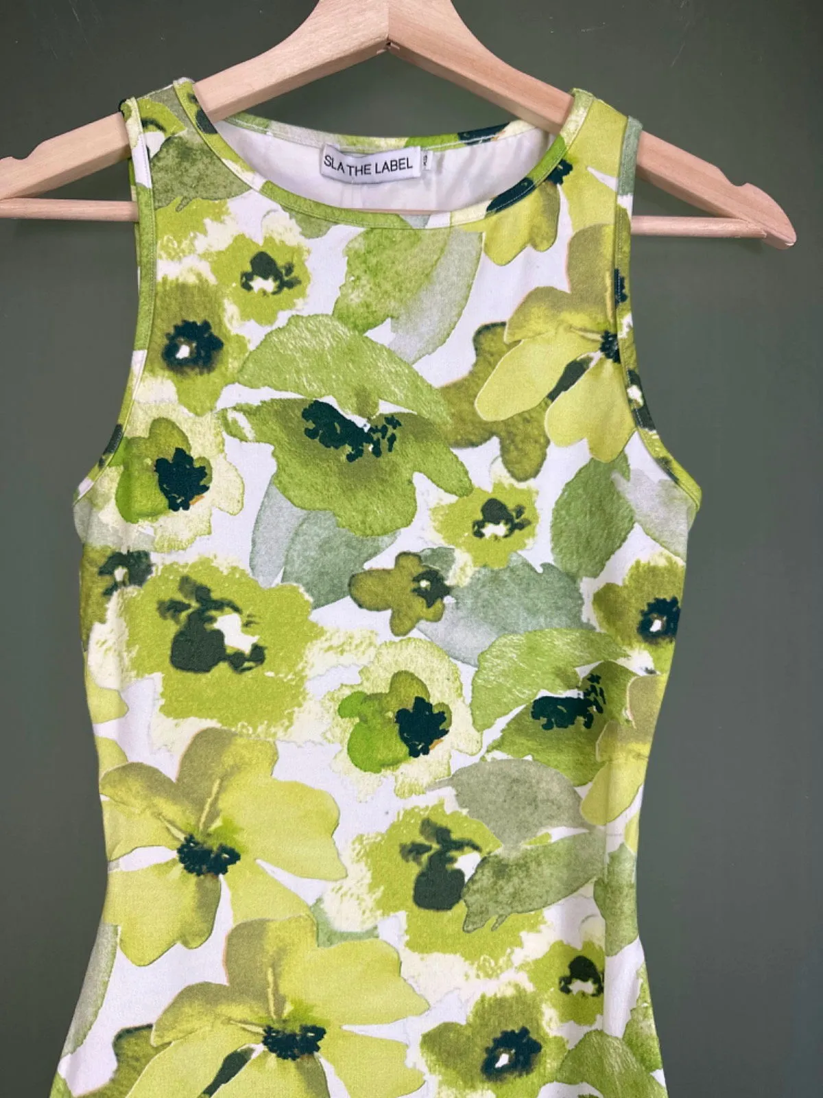 SLA The Label Green Floral Sleeveless Bodycon Dress UK XS