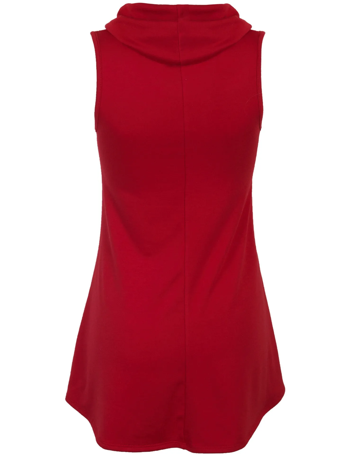 Solid Cowl Neck Sleeveless Flared Knit Top