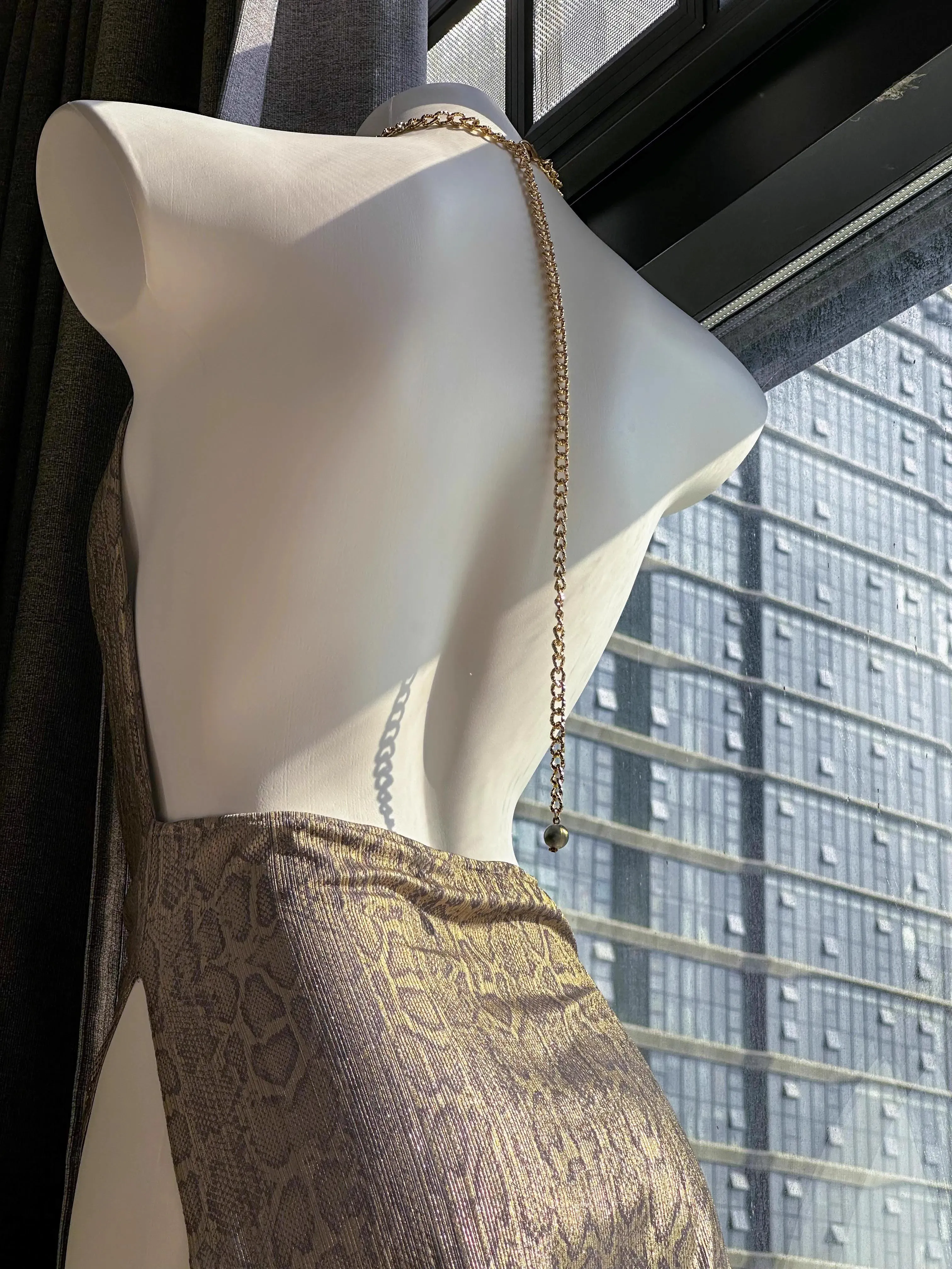 Soul Snatch | "Snake Charmer" cowl neck high slit metallic snake print dress