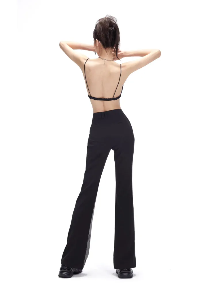 splicing print flared pants