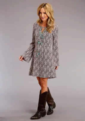 Stetson Womens Wine Rayon/Nylon Aztec Print L/S Dress 8