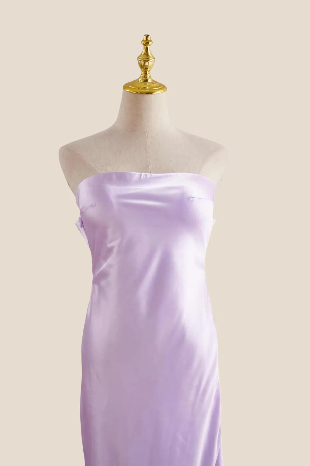 Strapless Lilac Back Tie Sheath Long Dress