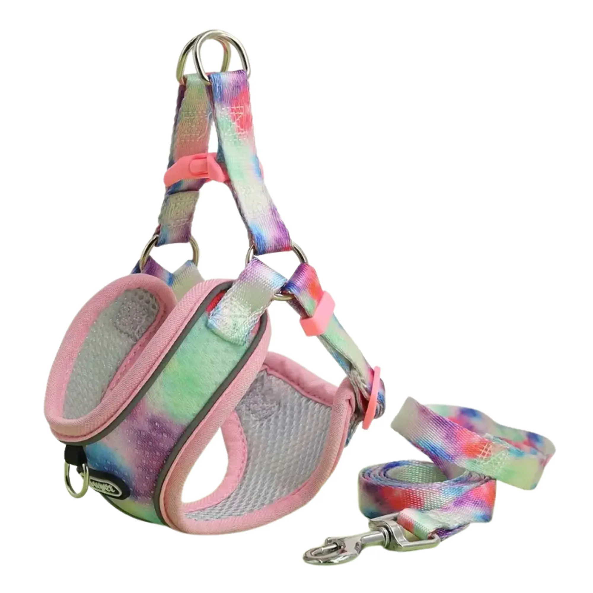 Supet Adjustable Dog Harness and Leash Set (Pink) - Medium
