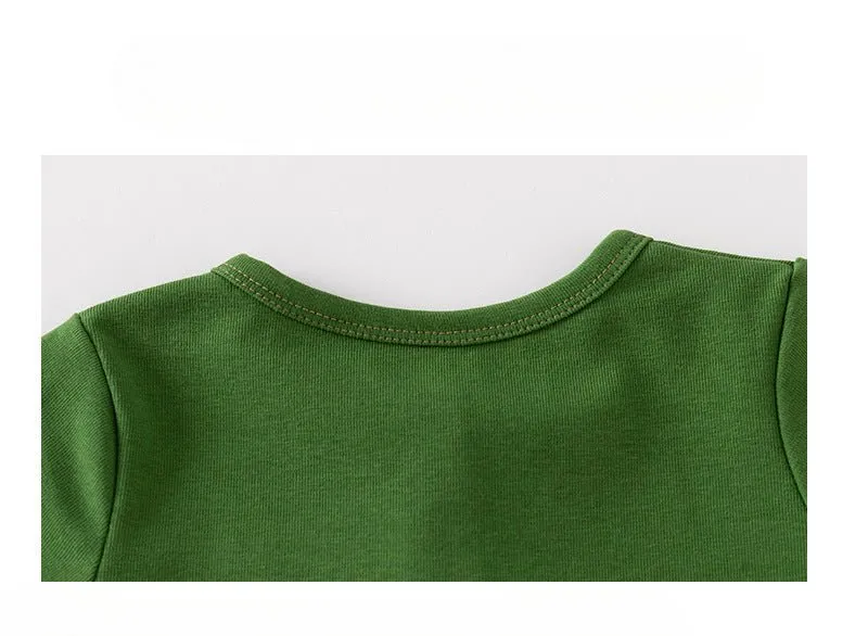 Sweet Cherry Design Green Dress for Baby Girls