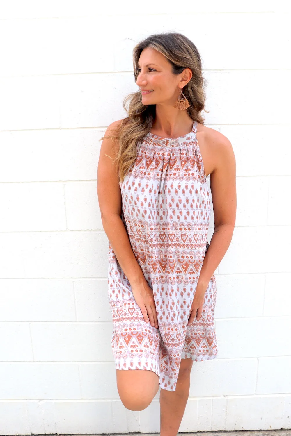 Tahiti Dress in Aztec Grey Taupe