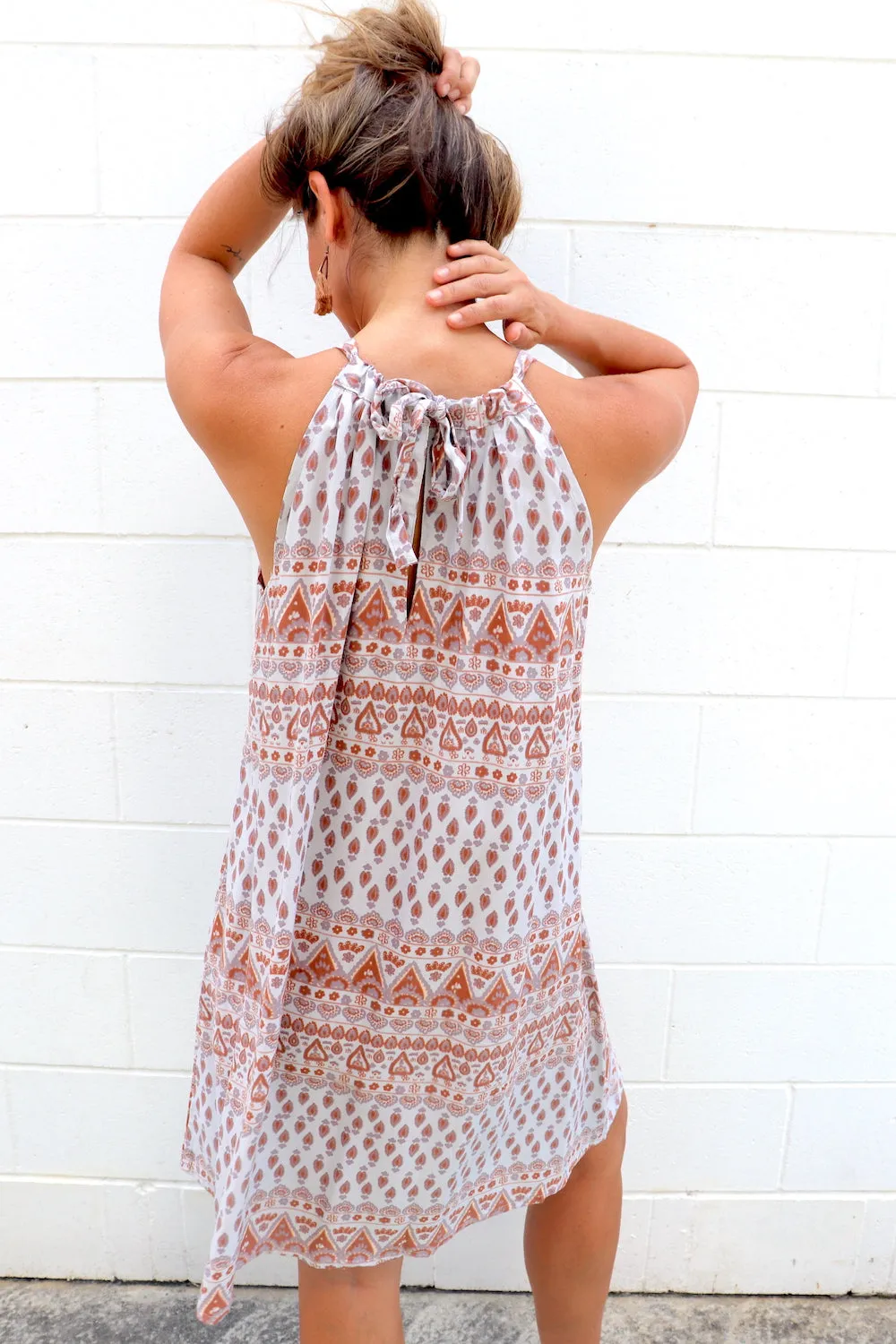 Tahiti Dress in Aztec Grey Taupe