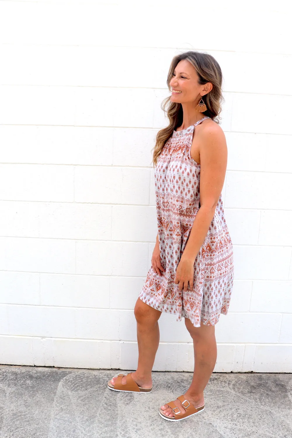 Tahiti Dress in Aztec Grey Taupe