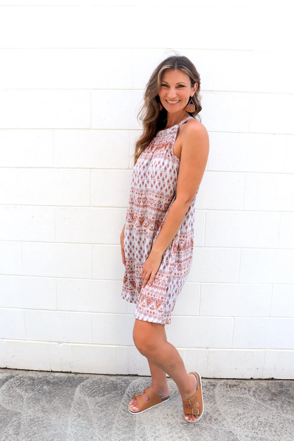Tahiti Dress in Aztec Grey Taupe