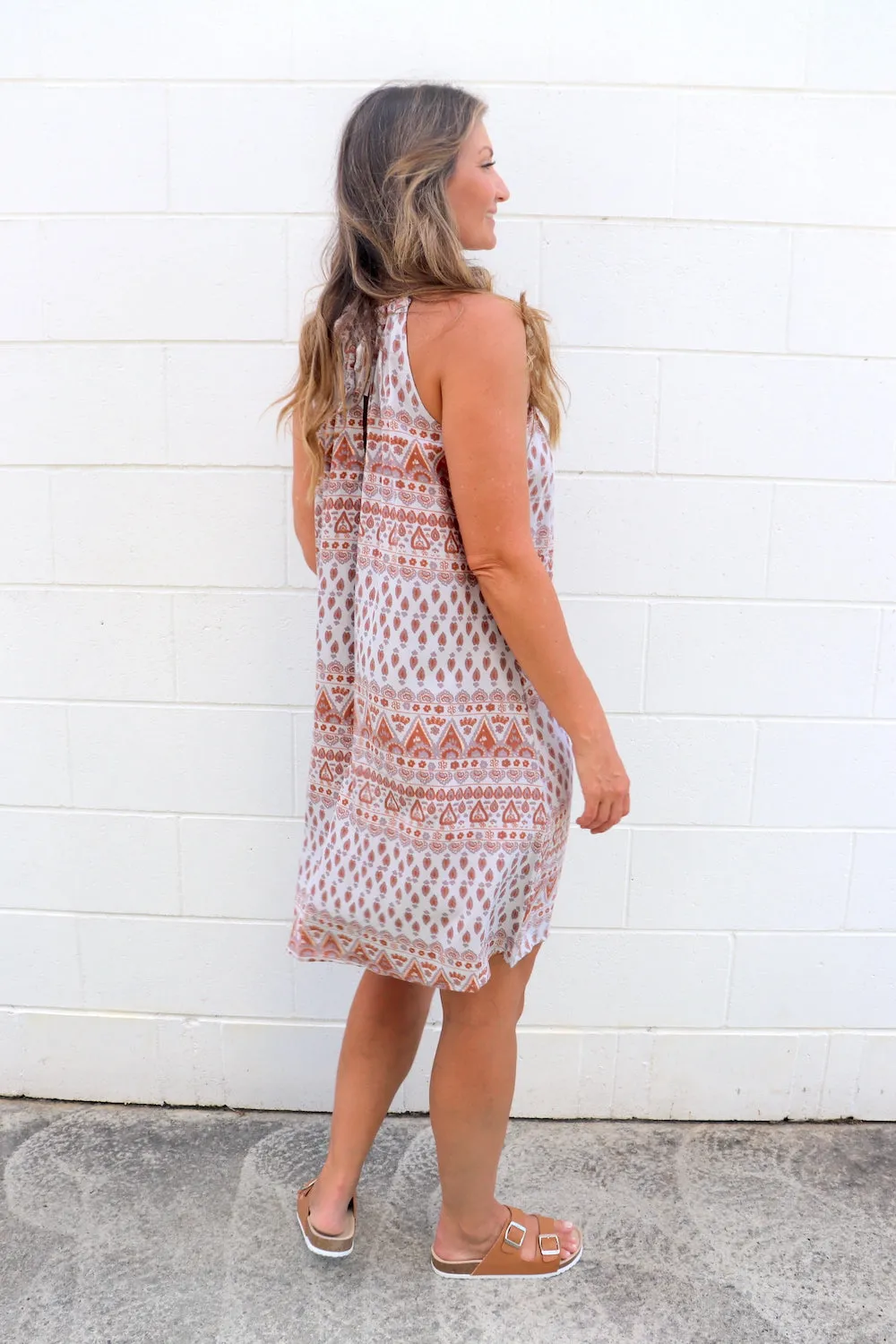 Tahiti Dress in Aztec Grey Taupe