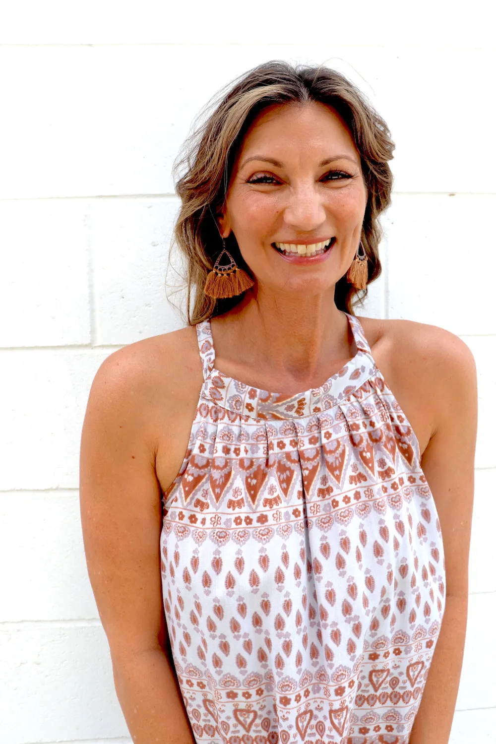 Tahiti Dress in Aztec Grey Taupe